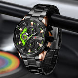 Relógios de aço inoxidável para homens criativos moda luminosa dial com relógio cronógrafo masculino casual relógios de pulso